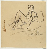 Artist: Simon, Bruno. | Title: (Reclining man) | Date: 1941 | Technique: monotype, felt-tipped pen
