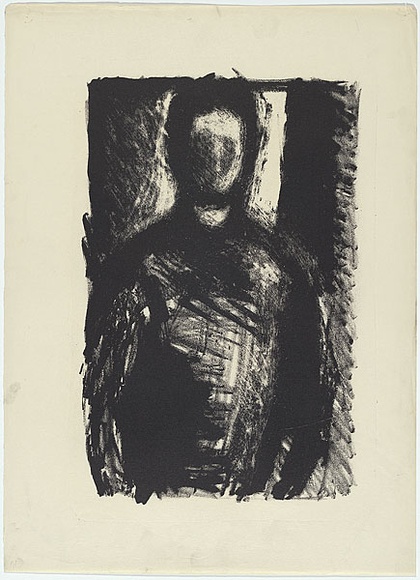 Artist: b'MADDOCK, Bea' | Title: b'Self portrait' | Date: 1961 | Technique: b'lithograph worked in crayon and touche, printed in black ink, from one stone'