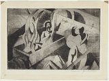 Artist: b'Lymburner, Francis.' | Title: b'not titled [The heretics].' | Date: c.1939 | Technique: b'etching, printed in black ink with plate-tone, from one copper plate'