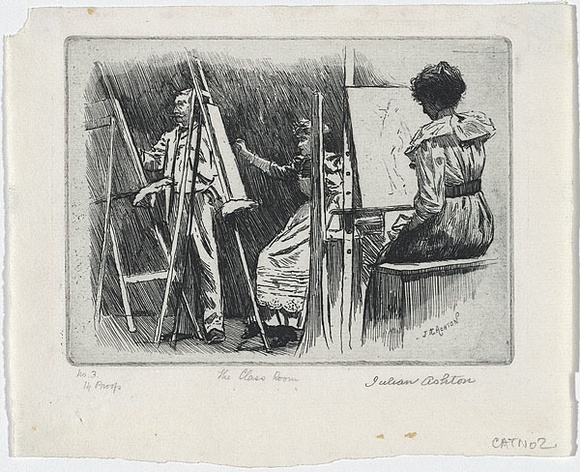 Artist: b'Ashton, Julian.' | Title: b'The class room.' | Date: 1893 | Technique: b'etching, printed in blue ink with plate-tone, from one copper plate'