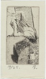 Artist: MADDOCK, Bea | Title: not titled [A woman leaping from a burning building]. | Date: 1973 | Technique: etching, printed in black ink, from one plate