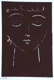 Artist: Nemec, Jane. | Title: not titled [head] | Date: 2000, September | Technique: linocut, printed in black ink, from one block