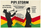 Artist: b'EARTHWORKS POSTER COLLECTIVE' | Title: bPipi Storm: Children's Circus | Date: 1976 | Technique: b'screenprint, printed in colour, from four stencils'