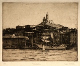 Artist: Ashton, Will. | Title: Marseilles. | Date: c.1929 | Technique: etching and aquatint, printed in brown ink with plate-tone, from one plate