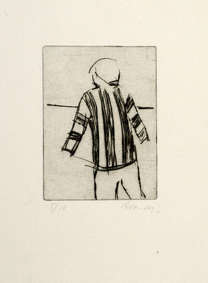 Artist: b'MADDOCK, Bea' | Title: b'Beach figure.' | Date: 1964 | Technique: b'drypoint, printed in black ink, from one copper plate'