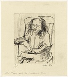 Artist: b'WALKER, Murray' | Title: b'Old Mears and his withered arm' | Date: 1962 | Technique: b'drypoint, printed in black ink, from one plate'