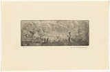 Artist: b'WILLIAMS, Fred' | Title: b'Landscape with gliders' | Date: 1955-56 | Technique: b'etching, foul biting, drypoint and flat biting, printed in black ink, from one copper plate' | Copyright: b'\xc2\xa9 Fred Williams Estate'
