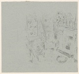 Artist: b'MACQUEEN, Mary' | Title: b'Part of Interior, Bewick Inn [verso]' | Date: 1957 | Technique: b'lithograph, printed in black ink, from one plate' | Copyright: b'Courtesy Paulette Calhoun, for the estate of Mary Macqueen'