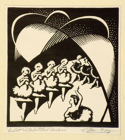 Artist: b'Fry, Ella.' | Title: b'Ballet of the unhatched chickens.' | Date: 1942 | Technique: b'linocut, printed in black ink, from one block'