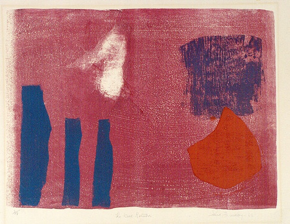 Artist: b'Buckley, Sue.' | Title: b'The dove returns.' | Date: 1966 | Technique: b'lithograph printed in colour from one stone [or plate]; woodcut, printed in colour, from multiple blocks' | Copyright: b'This work appears on screen courtesy of Sue Buckley and her sister Jean Hanrahan'