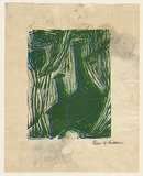 Artist: UNKNOWN | Title: (Green interior) | Date: 1950s | Technique: linocut, printed in colour, from mutliple blocks