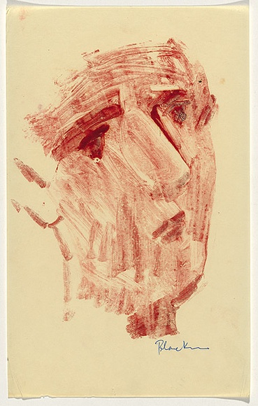 Artist: b'Blackman, Charles.' | Title: b'Head of a woman.' | Date: 1953 | Technique: b'monotype, printed in colour, from one plate'