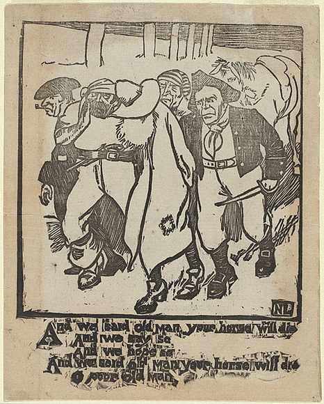 Artist: b'LINDSAY, Norman' | Title: b'And we said old man your horse will die.' | Date: (1898) | Technique: b'woodcut, printed in black ink, from one block'