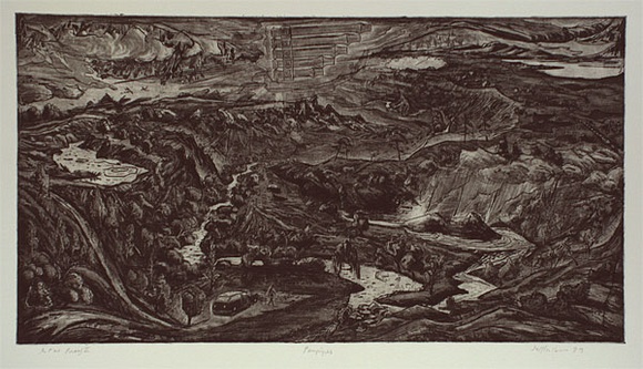 Artist: b'Faulkner, Jeff.' | Title: b'Pan pipes' | Date: 1989 | Technique: b'etching and aquatint, printed in black ink, from one plate'