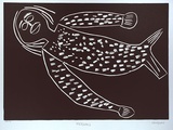 Artist: DOAN, Nam | Title: Mermaid | Date: 2000, February | Technique: linocut, printed in black ink, from one block