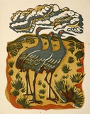 Artist: OGILVIE, Helen | Title: Greeting card: Native companions. (Print design as christmas card) | Date: c.1951 | Technique: linocut, printed in colour, from multiple blocks