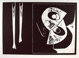 Artist: King, Inge. | Title: Double image | Date: 1999 | Technique: linocut, printed in black ink, from one block