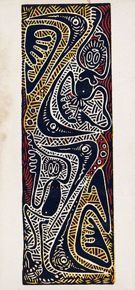 Artist: b'Yobale, Philip.' | Title: b'not titled [spirit dance]' | Date: c.2000 | Technique: b'linocut, printed in colour, from three blocks'