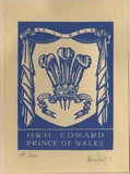 Artist: FEINT, Adrian | Title: Bookplate: H R H Edward Prince of Wales. | Date: (1934) | Technique: wood-engraving, printed in blue ink, from one block | Copyright: Courtesy the Estate of Adrian Feint