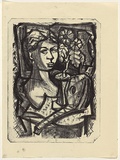 Title: Woman with guitar | Date: 1950s-60s | Technique: lithograph, printed in black ink, from one stone