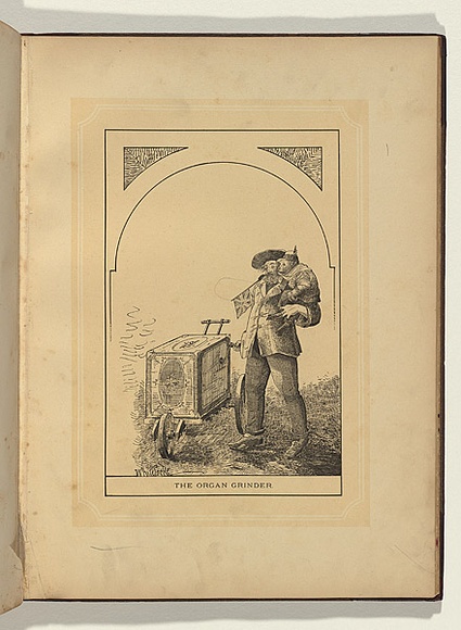 Artist: b'Whitelocke, Nelson P.' | Title: b'The organ grinder.' | Date: 1885 | Technique: b'lithograph, printed in colour, from two stones'