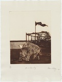 Artist: b'McMahon, Bettina.' | Title: b'On a clear day' | Date: 1978 | Technique: b'etching and aquatint, printed in black ink, from one plate; gouache addition'