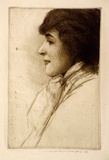 Artist: Menpes, Mortimer. | Title: (Portrait of Mrs. Brown Potter) | Technique: etching and drypoint, printed in brown ink, from one plate