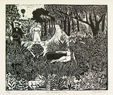 Artist: b'Allen, Joyce.' | Title: b'Mr Rousseau and Co.' | Date: 1987 | Technique: b'linocut, printed in black ink, from one block'