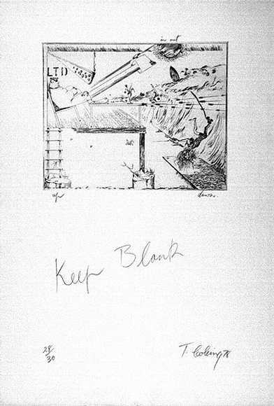 Artist: b'COLEING, Tony' | Title: b'Keep blank.' | Date: 1978 | Technique: b'hardground etching, printed in black ink, from one plate'