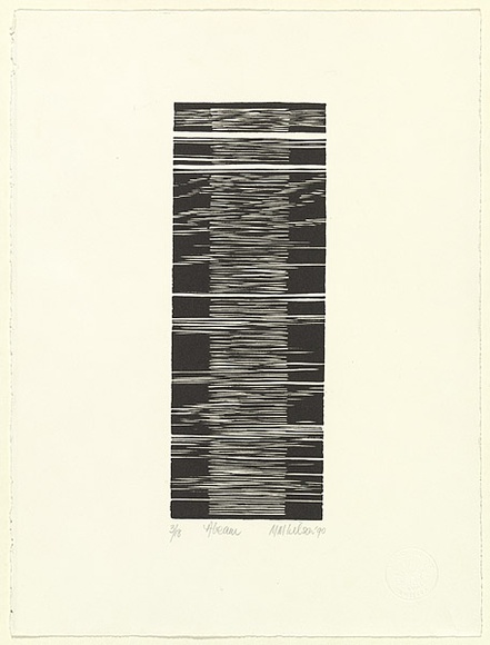 Artist: b'Wilson, Margaret.' | Title: b'Abeam' | Date: 1990 | Technique: b'woodcut, printed in black ink, from one plywood block'