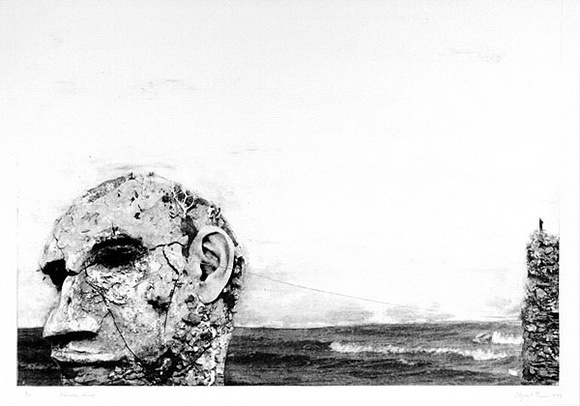 Artist: b'Thomson, Elizabeth.' | Title: b'Manukau Heads' | Date: 1987 | Technique: b'photo-etching, printed in black ink with plate-tone, from one plate'