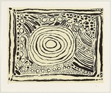 Title: Untitled waterholes (black solid area plate) | Date: November 2009 | Technique: relief print, printed in colour, from one lino block and two medium density fibre (MDF) boards