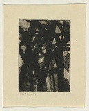 Title: b'not titled [overlapping large black lines]' | Date: 1958 | Technique: b'aquatint, printed in black ink, from one plate; oil-stick additions'