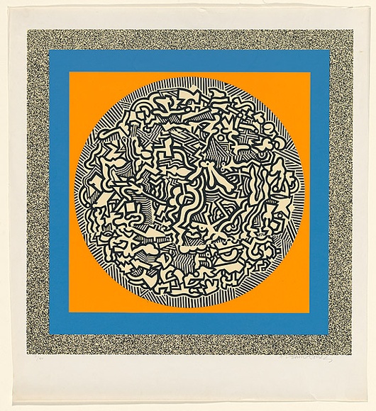 Artist: b'LEACH-JONES, Alun' | Title: bMerlin's diary No. 2 | Date: 1969 | Technique: b'screenprint, printed in colour, from four stencils'