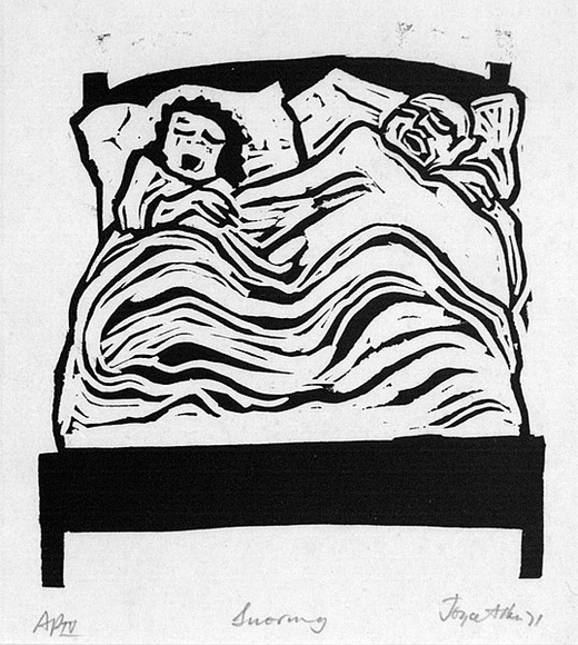 Artist: b'Allen, Joyce.' | Title: b'Snoring.' | Date: 1971 | Technique: b'linocut, printed in black ink, from one block'