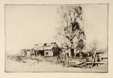 Artist: b'LONG, Sydney' | Title: b'The deserted selection.' | Date: 1923 | Technique: b'line-etching, printed in black ink with plate tone, from one copper plate' | Copyright: b'Reproduced with the kind permission of the Ophthalmic Research Institute of Australia'