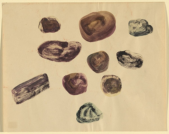 Artist: b'Nolan, Sidney.' | Title: b'Pebbles, St. Kilda' | Date: (c.1945) | Technique: b'monotype; gouache additions'