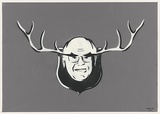 Artist: b'SIM, Robert' | Title: b'not titled [Johnny antlers].' | Date: 2003 | Technique: b'stencil, printed in black and white ink, from multiple stencils'