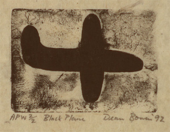 Artist: b'Bowen, Dean.' | Title: b'Black plane' | Date: 1992 | Technique: b'etching, printed in black ink, from one plate'