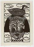 Artist: b'Klein, Deborah.' | Title: b'Ducking for apples' | Date: 1996, September | Technique: b'linocut, printed in black ink, from one block'