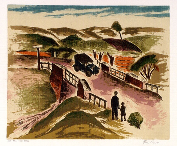 Artist: b'Sumner, Alan.' | Title: b'Old Bell Street bridge' | Date: 1947 | Technique: b'screenprint, printed in colour, from 14 stencils'