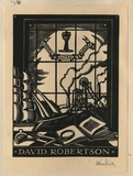 Artist: FEINT, Adrian | Title: Bookplate: David Robertson. | Date: (1934) | Technique: wood-engraving, printed in black ink, from one block | Copyright: Courtesy the Estate of Adrian Feint