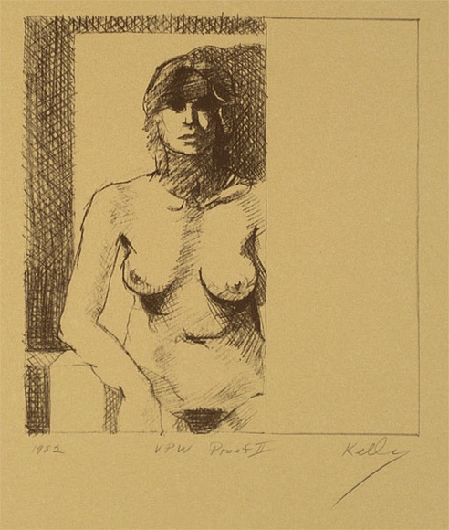 Artist: b'Gurvich, Rafael.' | Title: b'not titled [nude with one arm leaning on a ledge]' | Date: 1982 | Technique: b'lithograph, printed in black ink, from one stone' | Copyright: b'\xc2\xa9 William Kelly'