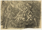 Artist: BOYD, Arthur | Title: Hands and horned figures. | Date: 1960-70 | Technique: lithograph, printed in black ink, from one stone [or plate] | Copyright: Reproduced with permission of Bundanon Trust