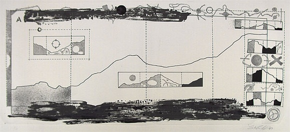 Artist: b'Wickham, Stephen.' | Title: b'Buffalo maps I (inside)' | Date: 1983 | Technique: b'lithograph, printed in black ink, from multiple stones' | Copyright: b'Stephen Wickham is represented by Australian Galleries Works on paper Sydney & Stephen McLaughlan Gallery, Melbourne'