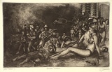 Artist: b'Dickson, Clive.' | Title: b'Tropical invasion' | Date: 1986 | Technique: b'etching and aquatint, printed in black ink, from one plate'