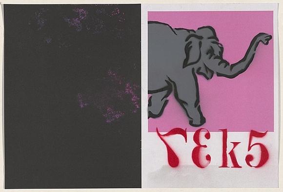 Artist: b'Reks.' | Title: b'Not titled [elephant].' | Date: 2004 | Technique: b'stencil, printed in colour, from multiple stencils'