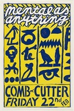 Artist: b'WORSTEAD, Paul' | Title: b'Mental as anything - Comb and Cutter' | Date: 1980 | Technique: b'screenprint, printed in colour, from two stencils in blue and yellow ink' | Copyright: b'This work appears on screen courtesy of the artist'