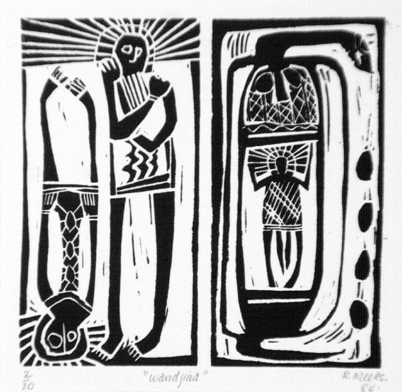 Artist: Meeks, Arone Raymond. | Title: Wandjina | Date: 1984 | Technique: linocut, printed in black ink, from one block