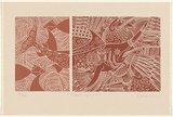 Artist: b'Robinson, Brian.' | Title: b'Ocean spirits' | Date: c.1996 | Technique: b'linocut, printed in [2] brown inks, from one block each'